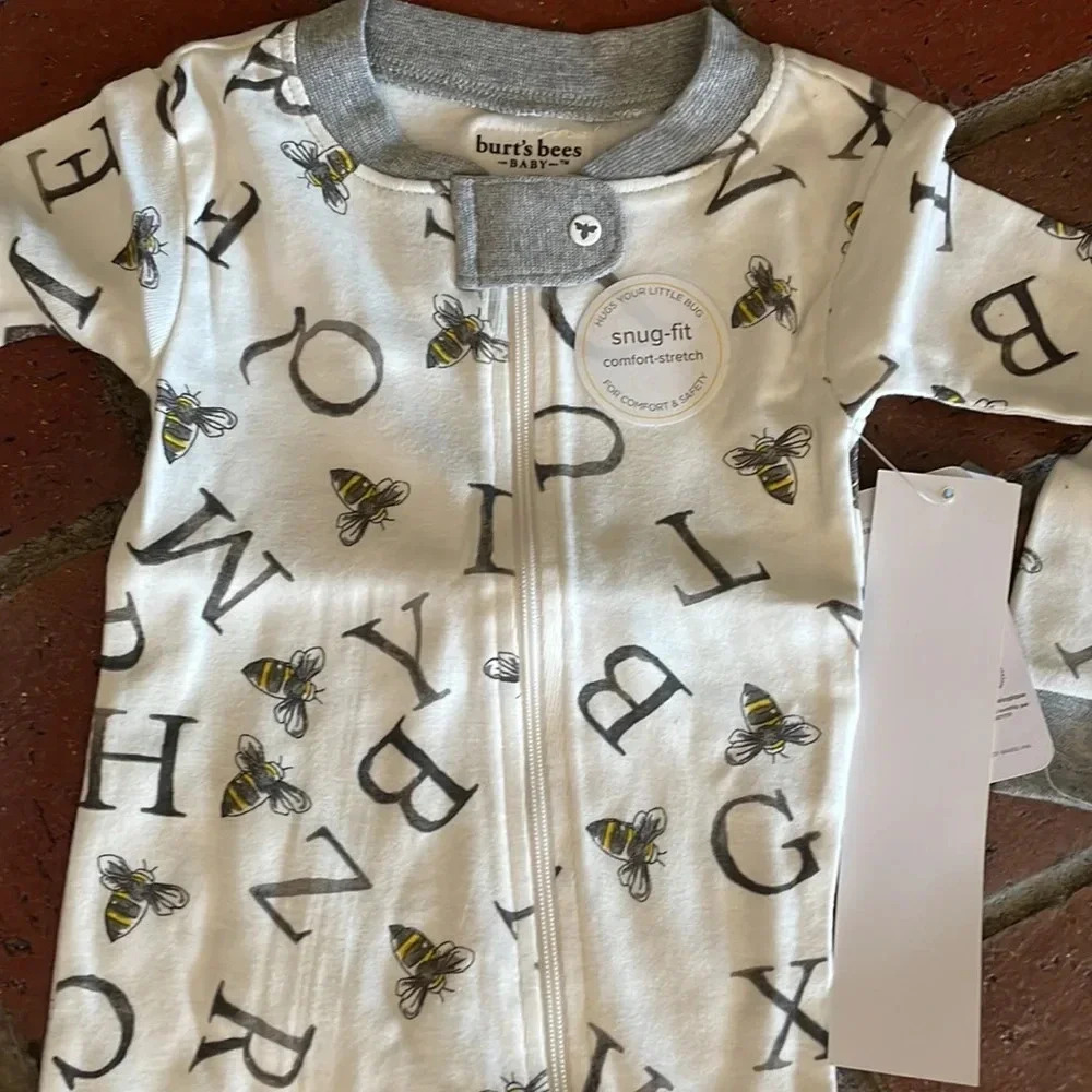 Burt's Bees Baby Pajamas Zip Front Non-slip Footed Pjs, 100% Organic Cotton‎ - Picture 4 of 9